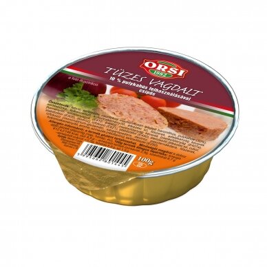 Aštrūs maltos mėsos konservai su 10% kalakutienos ORSI, 100 g