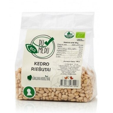 Ekologiški kedro riešutai DU MEDU, 200 g Ekologiški kedro riešutai DU MEDU, 200 g