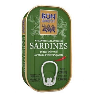 Sardinės aštriame alyvuogių aliejuje BON APPETIT, 120 g