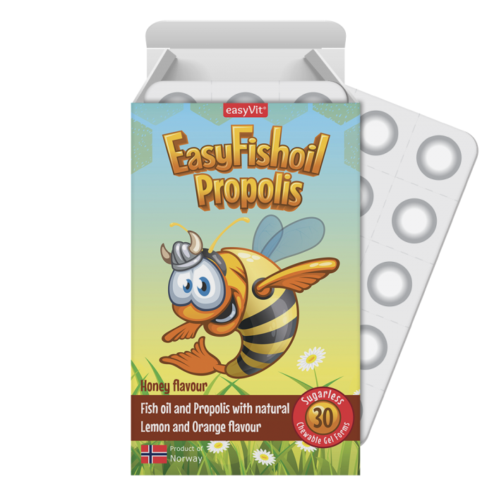 Žuvų taukai EASY FISH OIL "Propolis", 30 vnt.